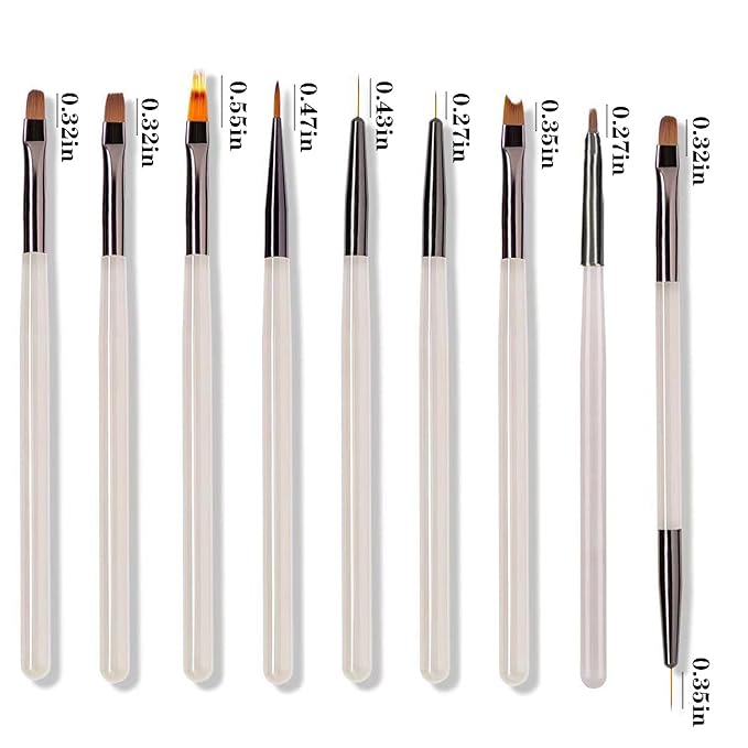 36Pcs Nail Art Brush Set, Acrylic Nail Brushes, Dotting Tools, Liner & Dust Brush, Drawing Pens For Gel Polish, sponge Polishing Rubs, Professional Nail Art Tools For Beginners & Salon Home Use