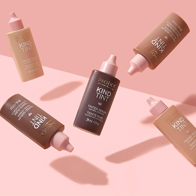 Pacifica Beauty Kind Tint Tinted Serum, Skincare, Vegan Collagen, Hyaluronic Acid, Vitamin C, Niacinamide, Caffeine, Hydrating, Lightweight Foundation, Natural Dewy Skin, Shade 08, 1 fl oz (1 Count)