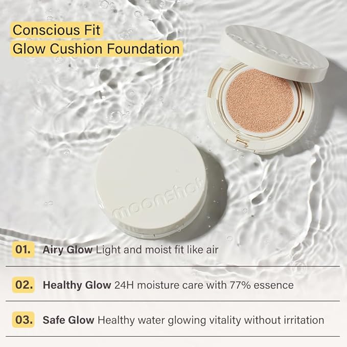 MOONSHOT KOREA Matte Fit Cushion Foundation Full Coverage Matte Finish, Breathable Makeup for Face, Long Lasting, Lightweight K-BEAUTY (21N Cosmic Vanilla, Matte Fit Cushion)