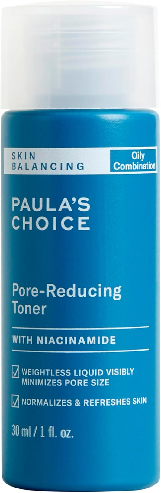 Paula's Choice SKIN BALANCING Pore-Reducing Face Toner for Combination and Oily Skin, Minimizes Large Pores, Controls Oil & Shine, Suitable for Acne-Prone Skin, Travel Size, 1 Fl Oz Bottle