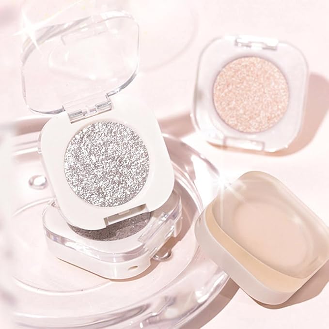 Monochrome Glitter Eyeshadow - Slive Shimmer Eye Shadow, Talc-Free, Paraben-Free, Cruelty-Free, Long-Lasting Single Eyeshadow Palette for Everyday & Special Occasions 12#