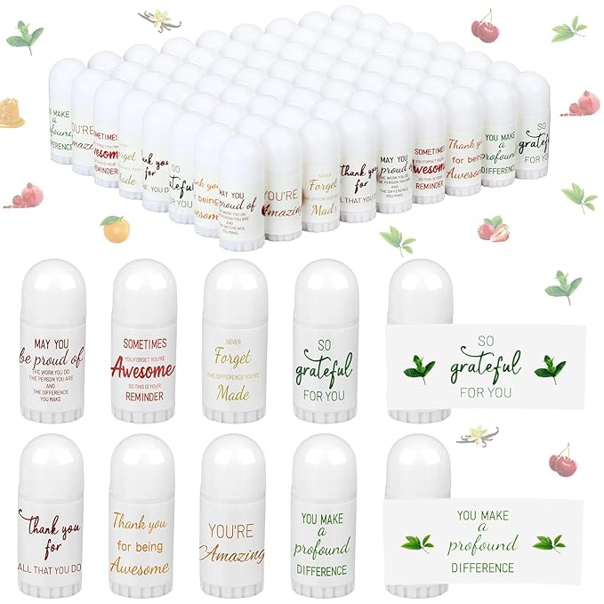 72 Pcs Mini Lip Balm Bulk Gift, 8 Assorted Flavors, Moisturizing for All Skin Types