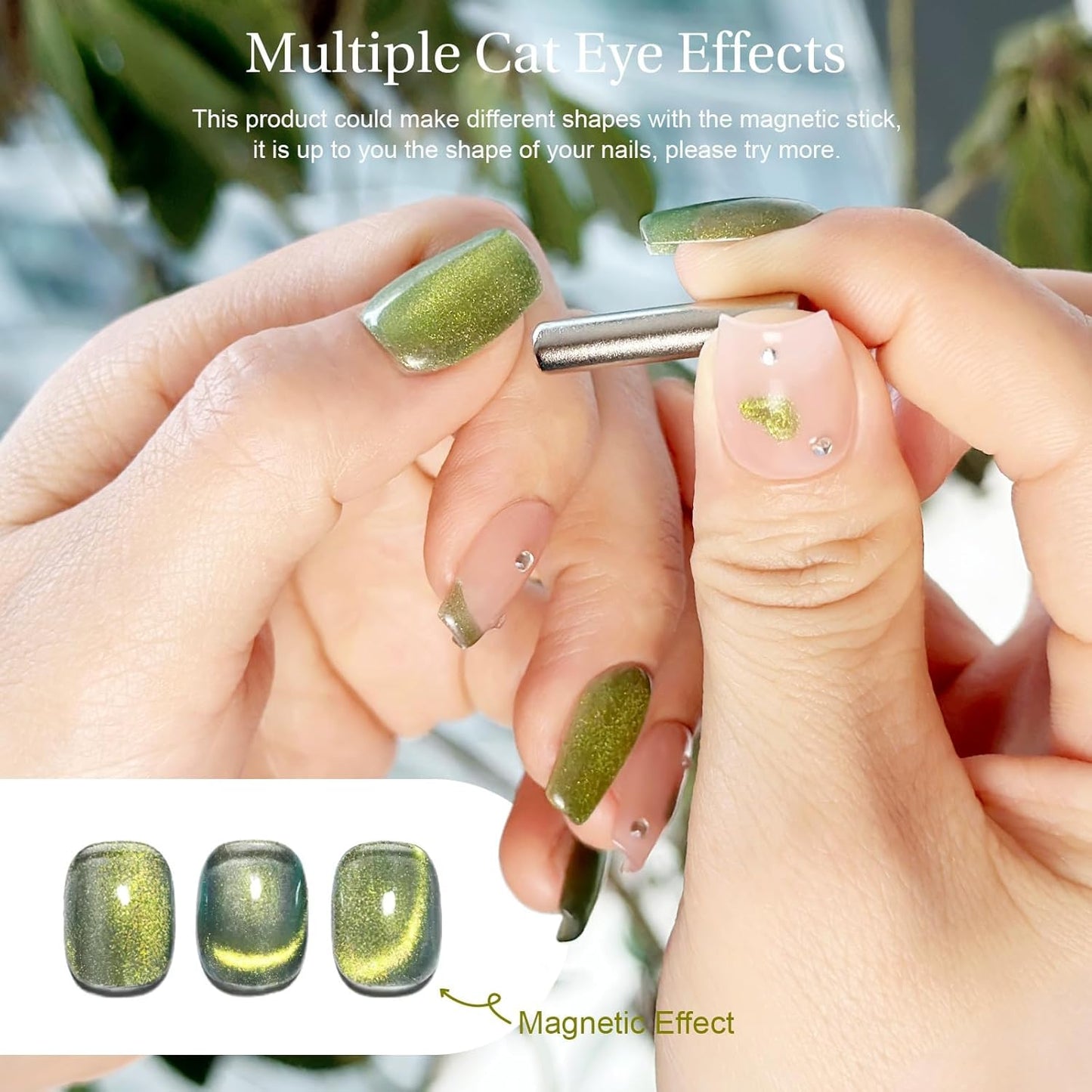 2PCS 15ml Cat Eye Gel Nail Polish, Glitter Holographic Nail Polish with Magnet Soak Off for DIY Manicure 18, Reflective Translucent UV Gel for Nail Art