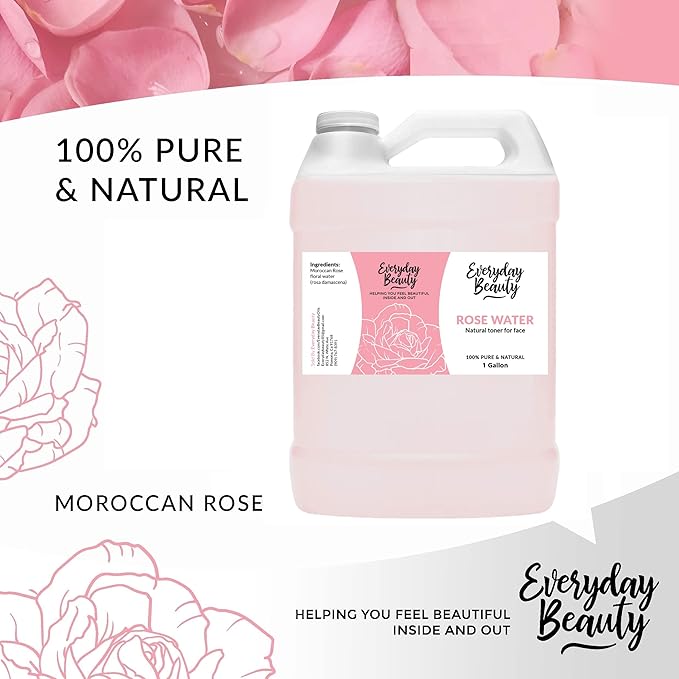 Rose Water Facial Toner Bulk - 1 Gallon Alcohol-Free Vegan All Natural Refreshing for Face and Hair - Uplifts, Calming & Soothing for All Skin Types