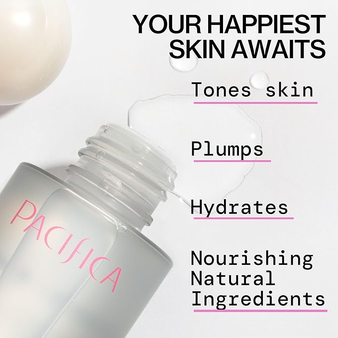 Pacifica Happy Water Hydrating Facial Toner Mist – Vegan Ceramides, Hyaluronic Acid & Electrolytes, Refreshing & Calming for Balanced Skin, Clean Beauty, Vegan, Cruelty-Free, All Skin Types, 4 oz