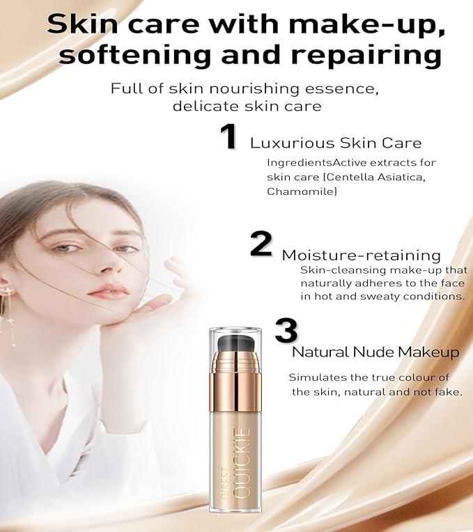 Mattte Liquid Concealer Foundation, Silky Foundation Mist Makeup, Breathable Blendable Lasting Formula, Moisturizing Repairing Makeup Primer, Flawless Smooth Creamy Nude Finish (#04)