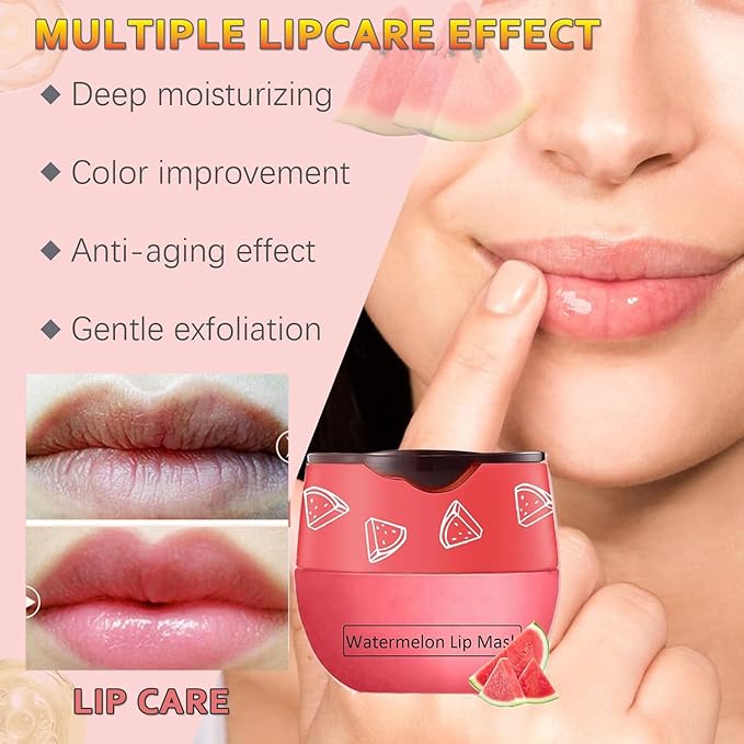 4 PCS Bee Lip Balm Honey Pot,Strawberry&Watermelon&Honey&Apple Lime Lip Mask Overnight Hydrating Prevention Dry and Cracked Lip Scrubs Exfoliator Lip Care, Lip Sleeping Mask Reduces Lip Lines