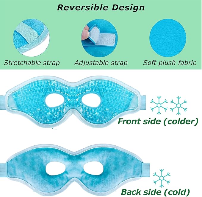 2PCS Gel Eye Mask, Reusable Hot Cold Therapy Eye Mask, for Puffy Eyes, Dark Circles, Headaches, Migraine, Stress Relief