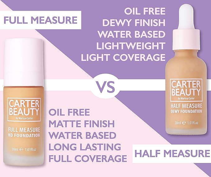 Carter Beauty Full Measure HD Foundation - Lightweight, Full Coverage Matte Formula - Water-Based, Super Soft Skin Perfector - Vegan And Cruelty Free, Paraben And Sulfate Free - Truffle - 1.01 OZ
