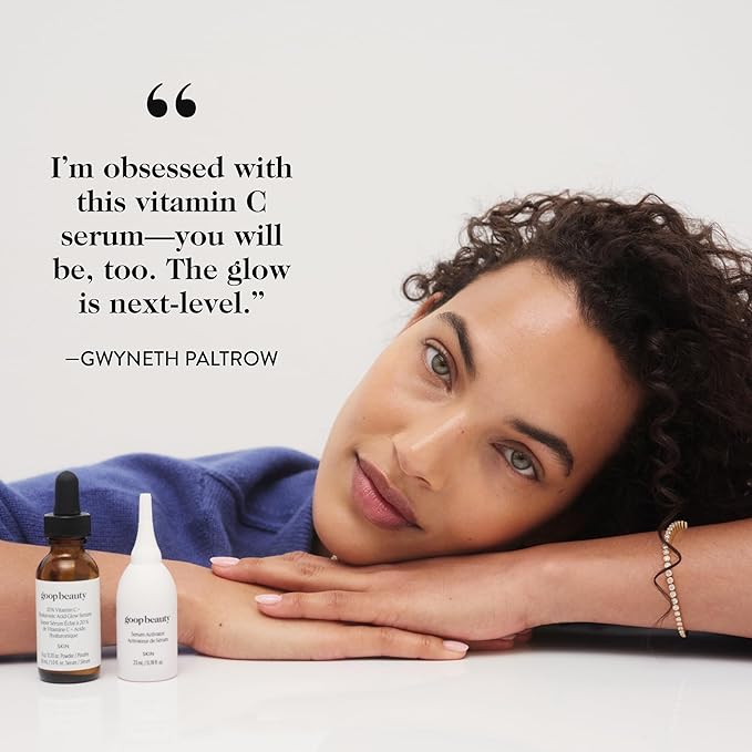 goop Beauty 20% Vitamin C + Hyaluronic Acid Serum | Improves Tone, Texture, & Hydration | L-ascorbic Acid and Hyaluronic Acid | Paraben and Silicone Free | 1 fl oz