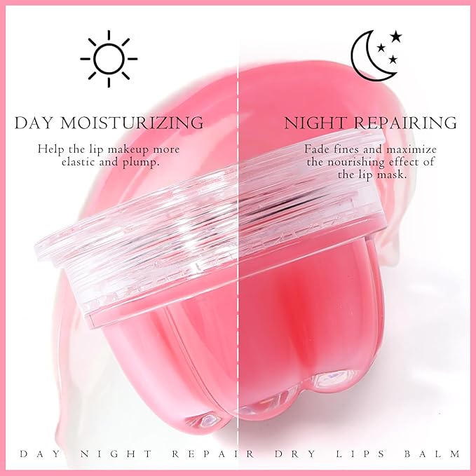 2Pc Jelly Lip Mask Overnight,Fruity Strawberry Lip Sleeping Mask Day Night Repair Kawaii Lip Balm Hydrate Plump Dry Lip Scrubs Exfoliator,Lip Care Lip Moisturizer with Collagen-Strawberry