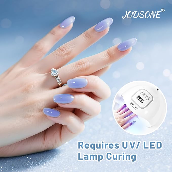 JODSONE 10ml 6 Colors Jelly Gel Nail Polish Set Ocean Blue Turquoise Gel Polish with Crystal Long Lasting All Seasons Need U V Lamp
