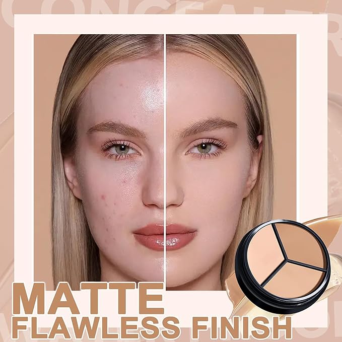 6 Colors Correcting Concealer Palette, Makeup Cream Contour Palette with Brush, Contouring Foundation Highlighting Concealer Palette for Conceals Dark Circles, Redness, Acne, Blemish (E)