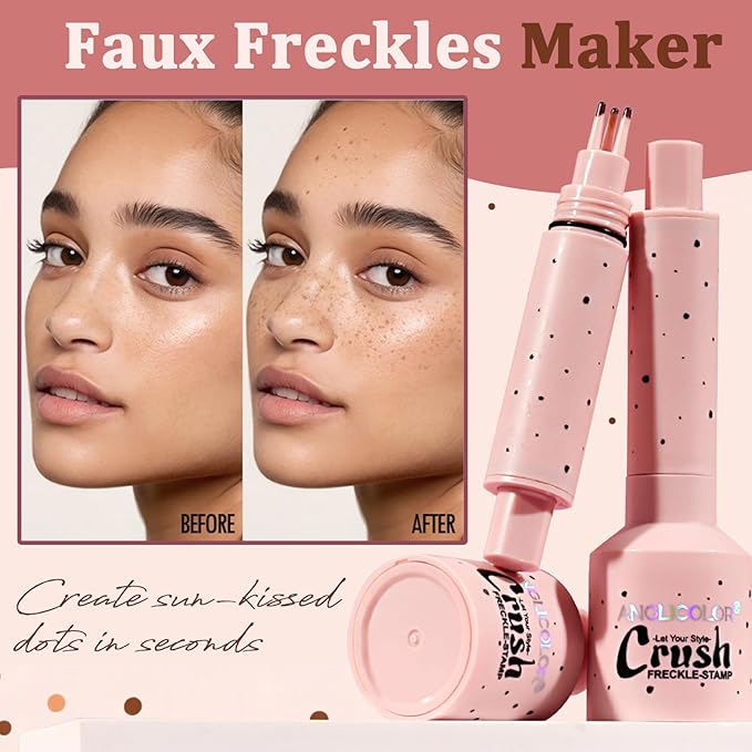 Faux Freckle Stamp, Freckle Pen Waterproof – Faux Freckles Maker for Natural Sun-Kissed Look, Quick-Dry & Long-Lasting, Easy One-Press Application, Cute & Trendy Gift for Women & Girls - 01 Light