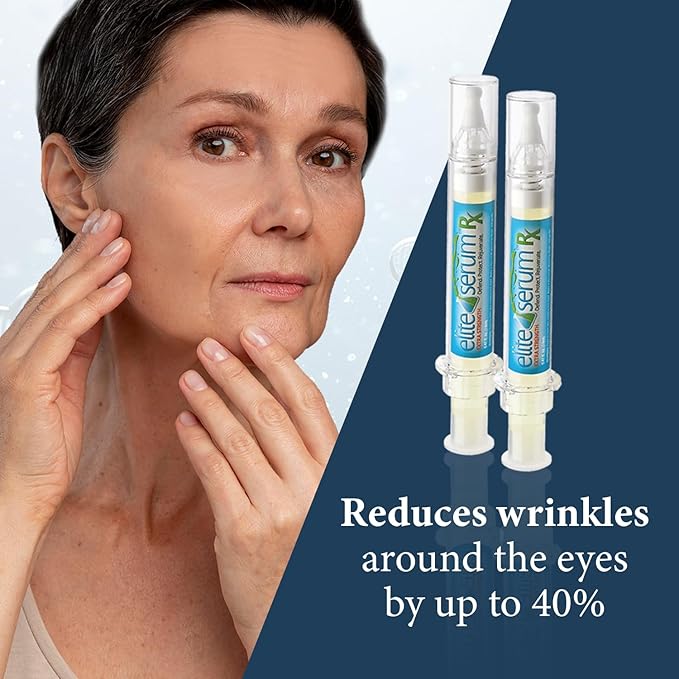 Elite Serum Rx - Anti Aging Under Eye Serum for Dark Circles and Puffiness with 8 Patented Peptides - Extra Strength Lifting and Firming Treatment for Wrinkle Repair and Eye Bag Removal