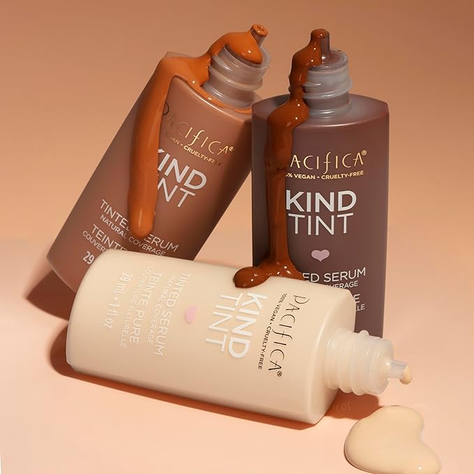 Pacifica Beauty Kind Tint Tinted Serum, Skincare, Vegan Collagen, Hyaluronic Acid, Vitamin C, Niacinamide, Caffeine, Hydrating, Lightweight Foundation, Natural Dewy Skin, Shade 02, 1 fl oz (1 Count)