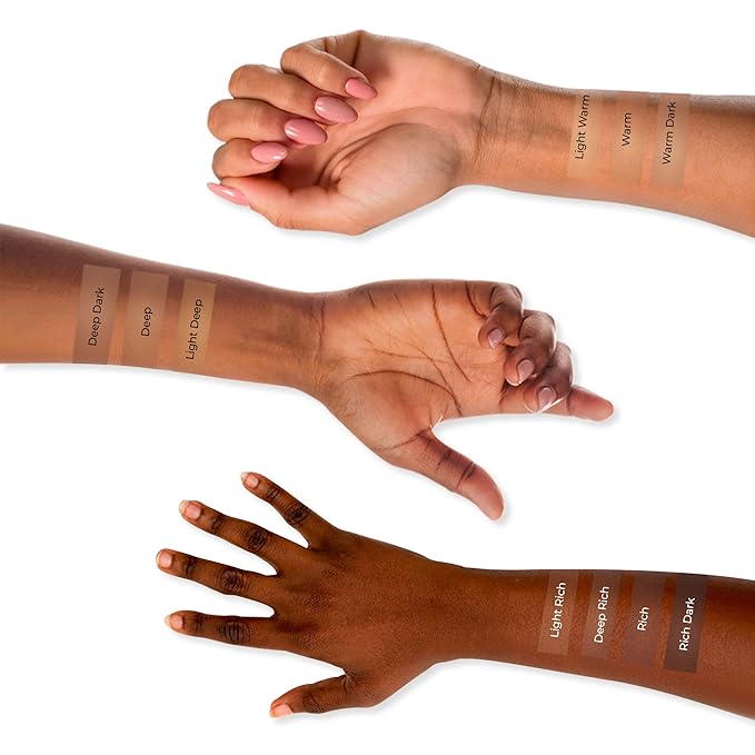 LUMINESS Silk Airbrush Spray Foundation & Buffing Brush Kit – Full Coverage Foundation & Dual-Sided Buffing Brush - Buildable Coverage, Anti-Aging Formula Hydrates & Moisturizes (Shade - Deep)