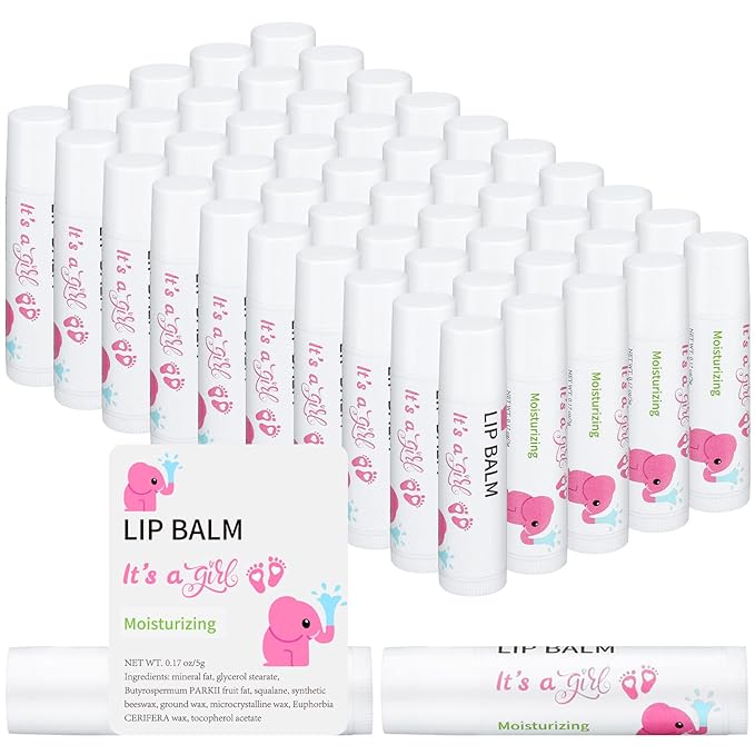 50 Pcs Pink Elephant Favors Baby Shower Lip Balm Party Supplies Bulk for Girls Guests It's a Girl Baby Shower Gifts Gender Reveal Favors Prizes Souvenirs Winners Thank You Appreciation Gifts