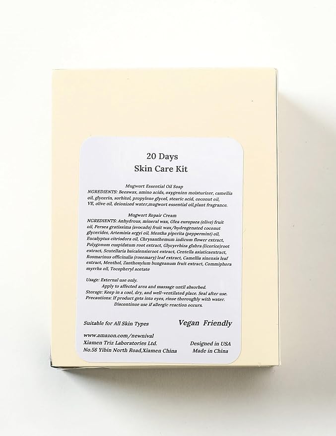 2 Step 20 Days Complete Acne Skin Care Kit.Acne Cleanser Pure Mugwort Essential Oil Soap Face Wash-Cleanse, Hydrate,Moisturize,Harmonize for Restored Skin Balance-1Pcs,120g