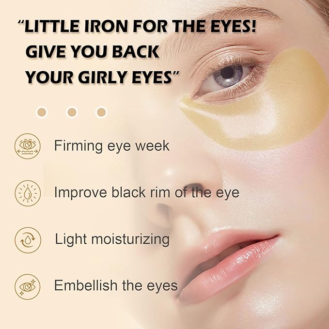 24k Gold Under Eye Patches,60PCS Collagen Eye Masks for Puffy Eyes,Dark Circles,Reduce Wrinkles,Natural Refresh Revitalizing Eye Skin Care Products