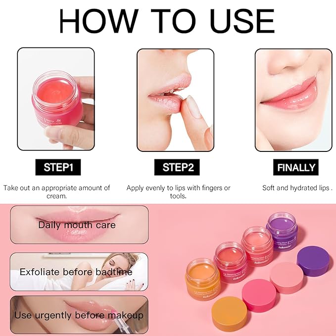 2PCS Lip Sleeping Mask, Lip Mask Overnight, Moisture & Lip Plumper Lip Wrinkles, Repair Lip Balm Prevention Dry and Cracked Lip Scrubs Exfoliato Smoothing Dry Lip Mask (Berry + Grape)