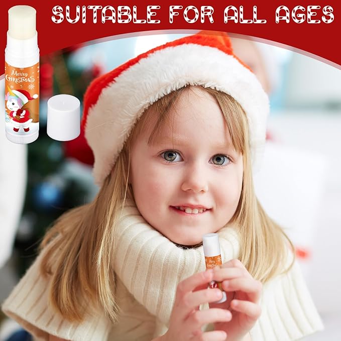 50 Pcs Cute Christmas Lip Balms Gifts Bulk Christmas Stocking Stuffers Holiday Treat Gifts Goodie Christmas Party Supplies for Girls Kids Women Men