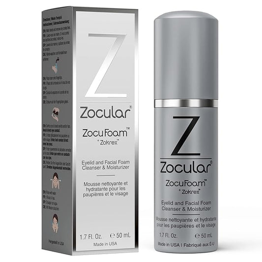 ZocuFoam Eyelid Cleanser - Foaming Eyelid Scrub - Natural pH Balanced Solution - 1.7 FL OZ (50mL)