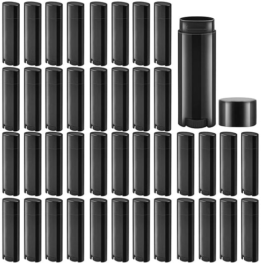 40 PCS 4.5g Oval Lip Balm Tubes Plastic Twist-up Filling Stick Refillable Lipstick Tube Containers for Chapstick Homemade Lip Balm DIY Deodorants Crayon (Black)
