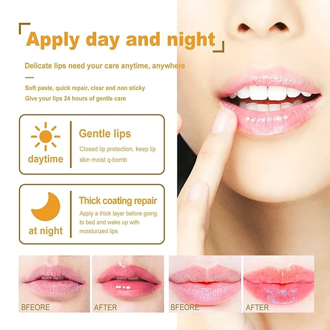 4 PCS Bee Lip Mask Balm Honey Pot, Strawberry & Honey Lip Masks Hydrating Prevention Dry and Cracked Lip Scrubs Exfoliator, Lip Exfoliating Sleeping Lip Mask, Moisturizing Lip Reduces Lip Lines