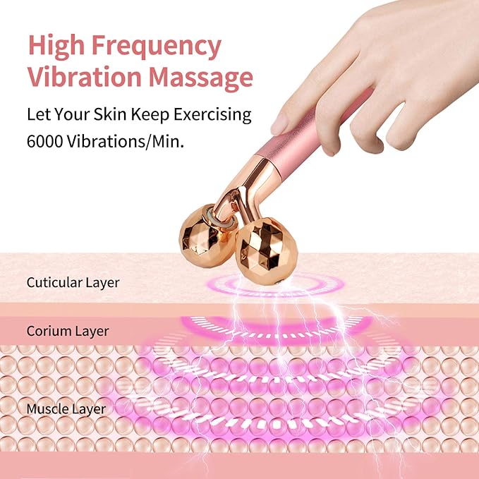 2-in-1 Face Massager Roller Electric Face Roller, 3D Roller and Crescent-Shape Face Massager Kit for Face Skin Care Tools