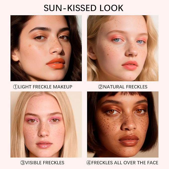 Freckle Stamp - Freckle Pen Waterproof, Long Lasting Fake Freckles,Quick Dry 5-Point Faux Freckles Stamp Cushion Stain Marker in One Press Natural and Lifelike Sunkissed Pencil Tool Makeup (#2-Medium)