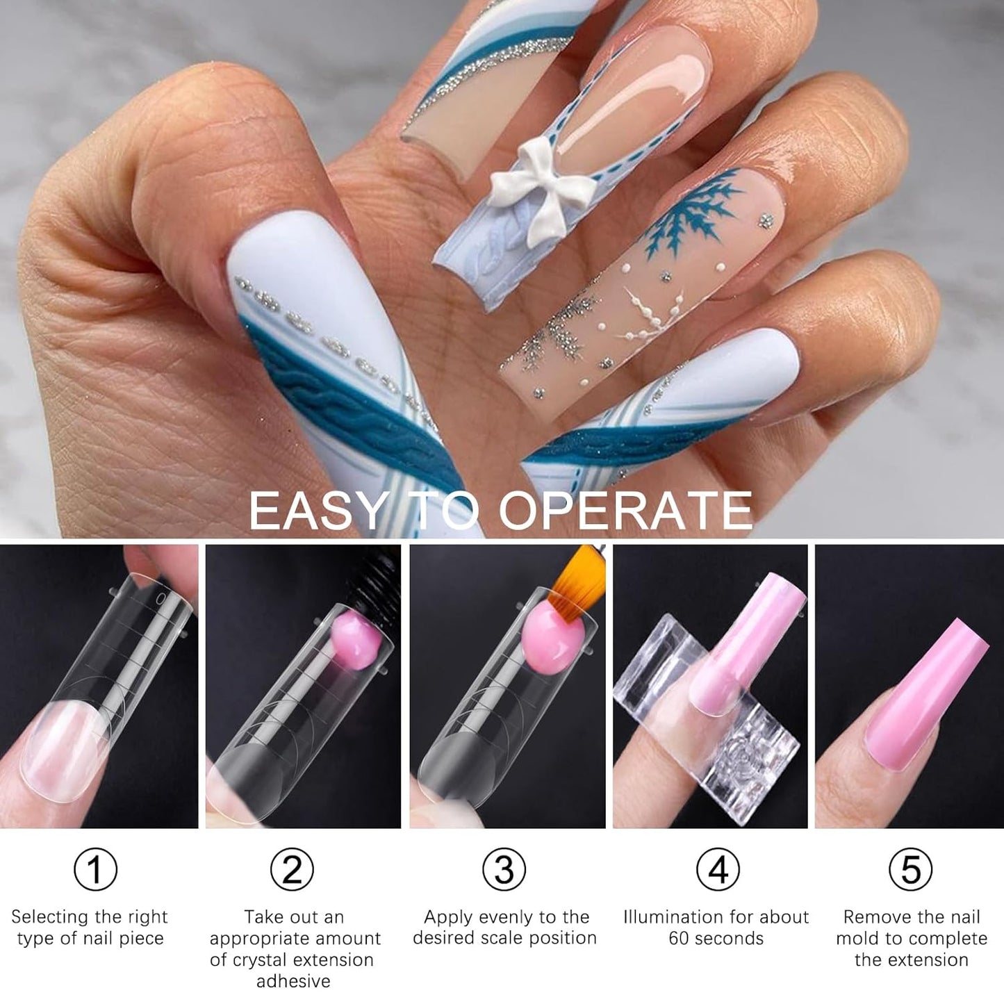 120 Pcs Poly Extension Gel Dual Nail Forms Nail Molds With Scale Builder Coffin Nail for Gel Manicure Nail Art Design Salon DIY at Home (Long Square Head Frosted Dual Nail Forms Set)