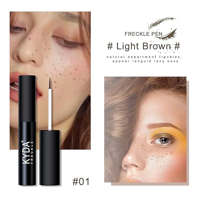 2 Colors Liquid Freckle Pen, Natural Like Freckle Makeup Pen Soft Dot Spot, Waterproof and Smudgeproof Quick Dry for Instant Create Realistic Freckles Make Up(Dark Brown+Light Brown)