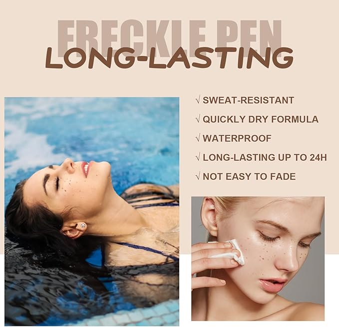 4 Colors Freckle Pen Set, Natural Lifelike Face Fake Freckle Stamp Makeup Pen Waterproof Long Lasting Quick Dry Faux Freckles Sun-kissed Makeup-Light Brown,Natural Coffee,Chestnut,Dark Brown