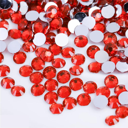 1500 Pieces SS16 4mm Flatback Rhinestones Clear Glass Round Gems Crystals for Nail Art DIY Crafts Clothes Shoes Bags （Light Red）