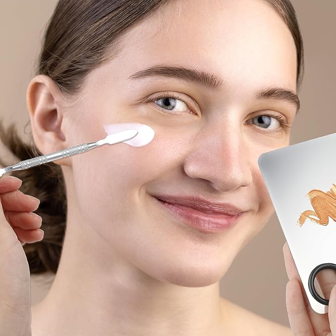 10-in-1 Makeup Spatula and Powder Puff Set with Professional Cosmetic Palette Triangle Puff for Eye Shadow Spatula Facial Cosmetic Makeup Tool for Eyelashe Body