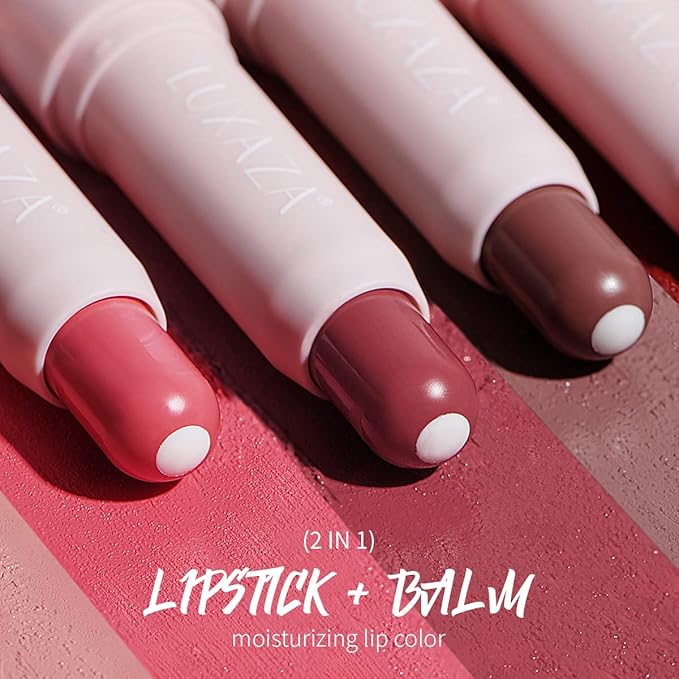 2PCS Tinted Lip Balm Chapstick with Color, Natural Semi - Gloss Finish, Hydrating/Coloring 2 in 1 Moisturizer Lip Stick for Girls & Women #01＋#04