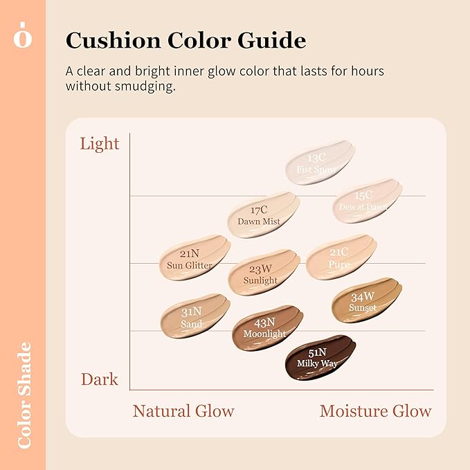 Skin Barrier Glow Cover Cushion, All-day Coverage, Glow Finish, Lightweight, Skincare-Like Texture, Non-cakey Makeup, Korean Cushion Foundation (#13C First Snow, 0.49 oz)