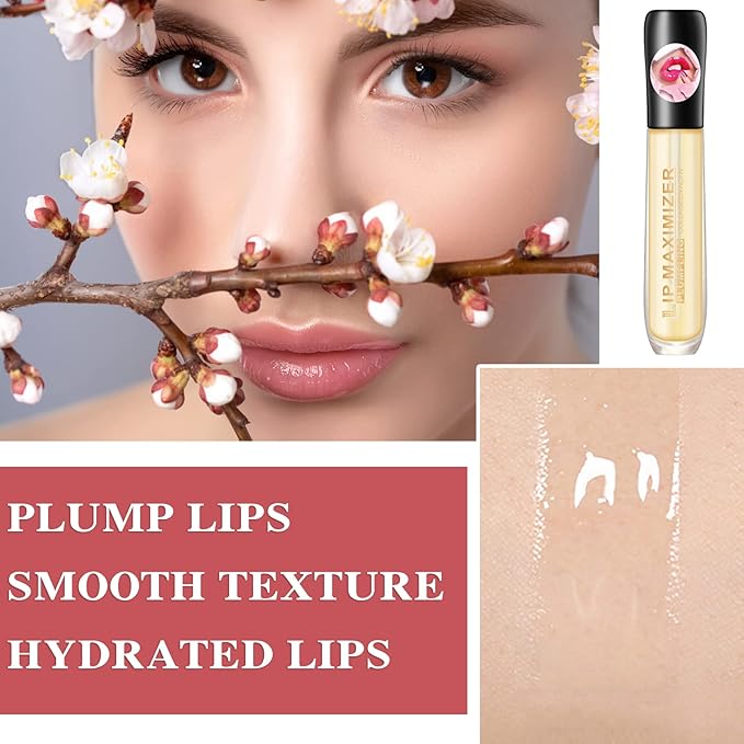 2 Pcs Lip Plumper Lip Gloss,Lip Maximizer Balm Plumper Lip Plumping Serum,Heathly Lip Moisturizer Enhancer Hydrated Lips,Reduces Improves Dry Lip Lines Lip Plumping Gloss Lip Extreme Volume