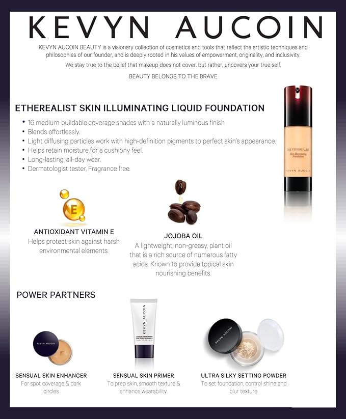 Kevyn Aucoin The Etherealist Skin Illuminating Foundation, EF 15 (Deep) shade: Comfortable, shine-free, smooth, moisturize. Medium to full coverage. Makeup artist go to. Even, bright & natural look.