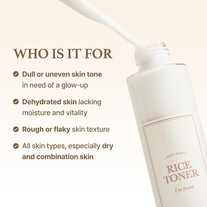I'm from Rice Toner for Sensitive Skin, Rice Extract from Korea, Glow Essence with Niacinamide, Hydrating, Vegan, Alcohol Free, Fragrance Free, Peta Approved, K Beauty Toner, 5.07 Fl Oz