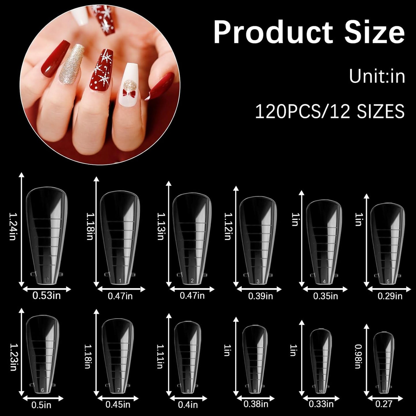 120 Pcs Poly Extension Gel Dual Nail Forms and Molds - Ballet Coffin Nail Forms Set for Gel Manicure DIY at Home