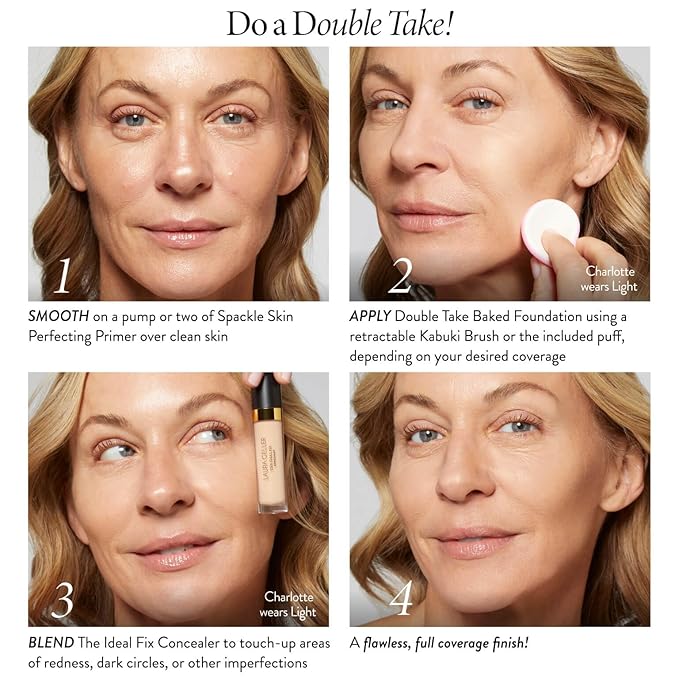 LAURA GELLER NEW YORK Baked Double Take Powder Foundation - Medium - Buildable Medium to Full Coverage - Matte Finish