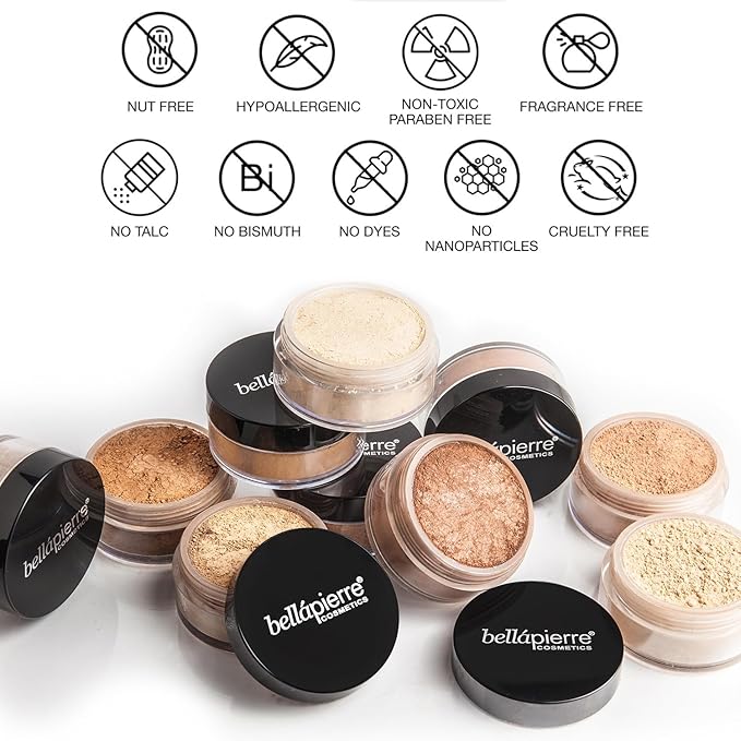 bellapierre Mineral Foundation SPF 15 - Loose Powder Foundation | Vegan & Cruelty Free Natural Makeup | Full Coverage Matte Finish | Hypoallergenic | Oil & Talc Free - 0.32 Oz - Maple