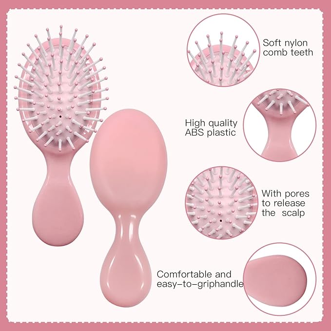 6 Pieces Mini Wet Hair Brush, Travel Detangling Brush, for Most Hair Types, with Ease Knots Without Tears or Breakage, Multicolor