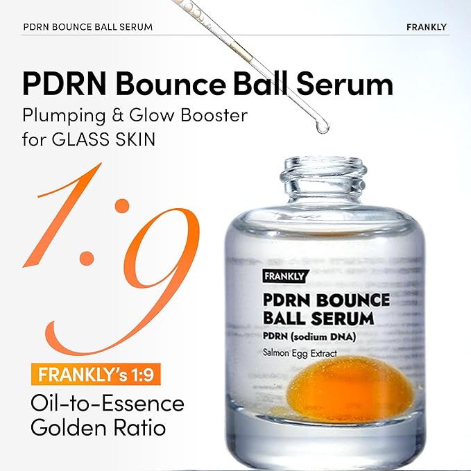 FRANKLY Salmon PDRN Bounce Ball Serum – PDRN Salmon DNA Serum for Plumping, Firming & Glass Skin | Glowing skin Booster | Lightweight, Non-Sticky Korean Skincare | 1.01 fl oz