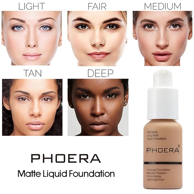 Phoera Foundation,Full Coverage Foundation, Hilareco Concealer Foundation Flawless 30ml Natural Matte Oil Control Concealer Facial Blemish for Women Girls (2 PCS 109-Mocha)