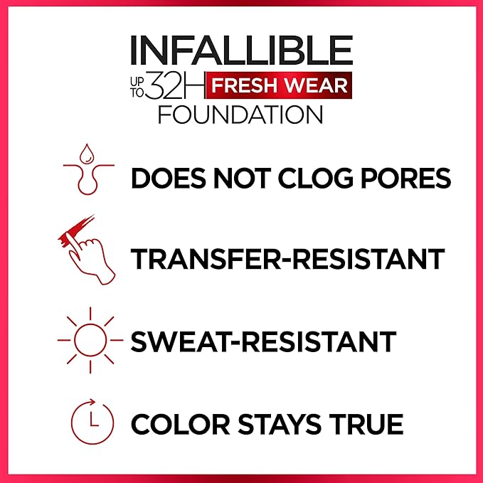 L'Oreal Paris Makeup Infallible Up to 32 Hour Fresh Wear Lightweight Foundation, 400 Pearl, 1 Fl Oz, Packaging May Vary