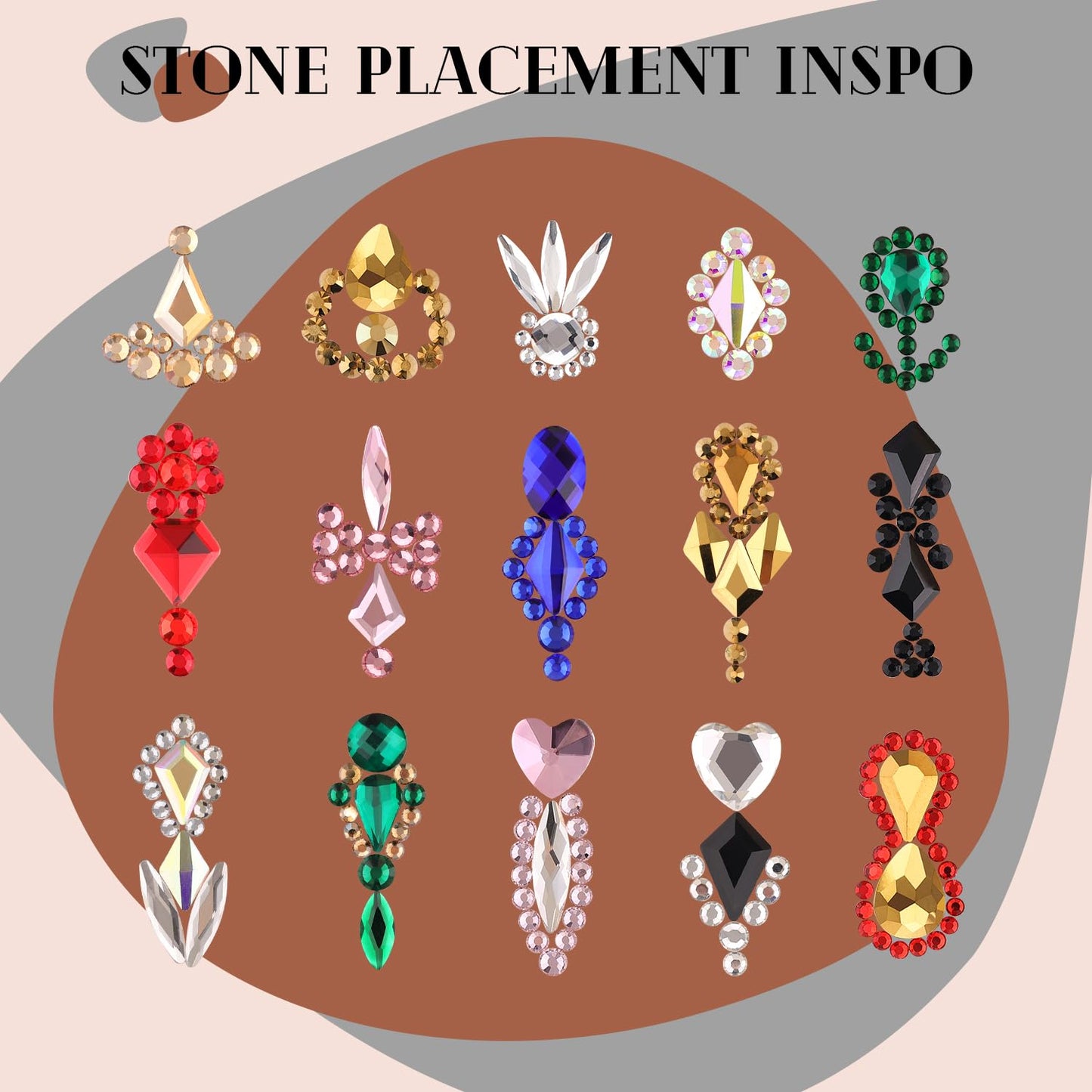 3220Pcs Red Glass Rhinestones 120Pcs Multi Shapes Flatback Gems + 3100Pcs 1.5-4mm Round Crystal With Glue Gel, Manicure Charms Diamond Gemstones for Nail Art