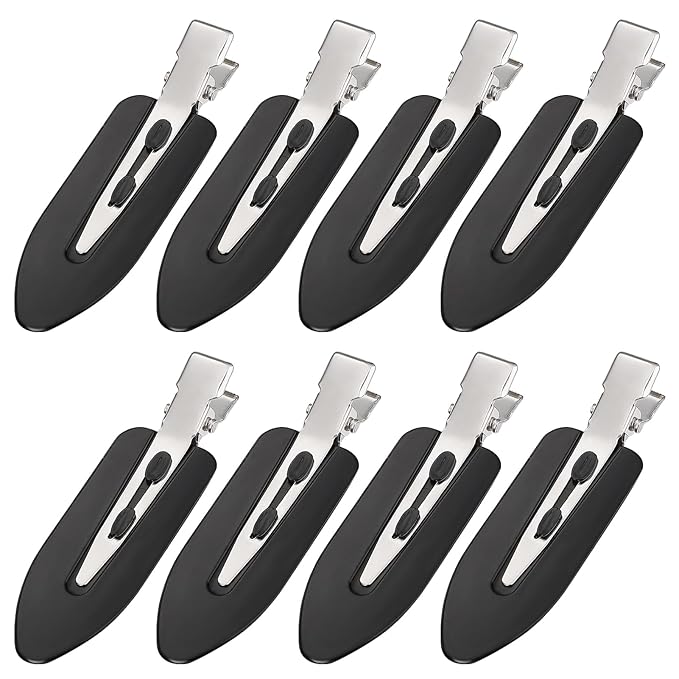 8Pcs No Bend Hair Clips - Creaseless Hair Clips Styling Duck Bill Clip No Dent Alligator HairBarrettes, Small Gifts for Women Girl Salon Hairstyle Hairdressing Bangs Waves Makeup, Black
